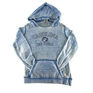 UNC Tar Heels Hoodie Womens M Acid Wash Pullover Distressed Carolina Blue NCAA